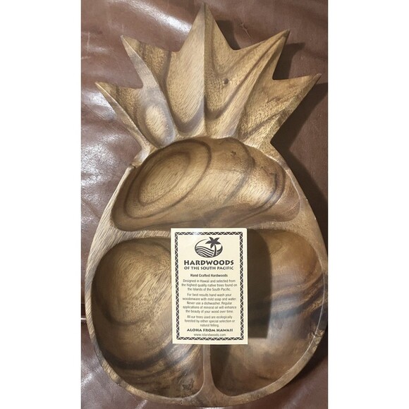 Hawaii Hardwoods of the South Pacific Other - Hawaii Hardwoods of the South Pacific - Hand Carved Pineapple Tray Dish Bowl